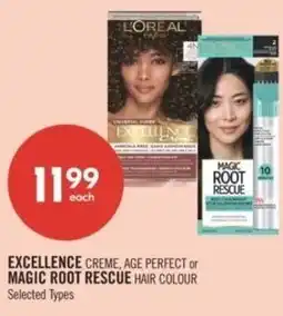 Shoppers Drug Mart Excellence creme, age perfect or magic root rescue hair colour offer