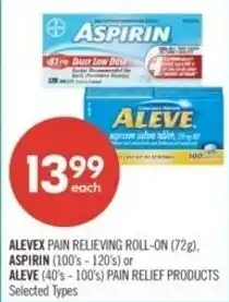 Shoppers Drug Mart Alevex pain relieving roll-on, aspirin or aleve pain relief products offer