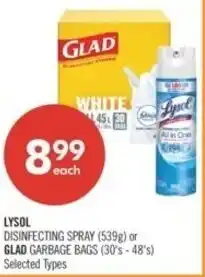 Shoppers Drug Mart Lysol disinfecting spray or glad garbage bags offer