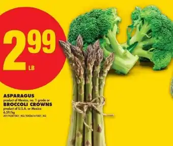 No Frills Asparagus or broccoli crowns offer