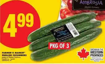 No Frills Farmer's market english cucumbers offer