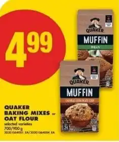 No Frills Quaker baking mixes or oat flour offer