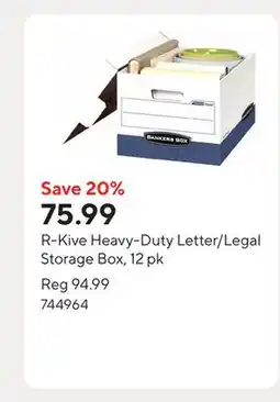 Staples R-Kive Heavy-Duty Letter/Legal Storage Box, 12 pk offer