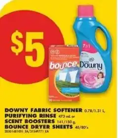 No Frills Downy fabric softener purifying rinse or scent boosters bounce dryer sheets offer