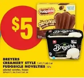 No Frills Breyers creamery style or fudgsicle novelties offer