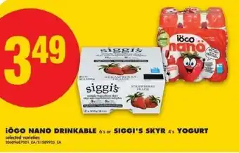 No Frills Iögo nano drinkable or siggi's skyr yogurt offer