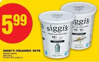 No Frills Siggi's icelandic skyr offer