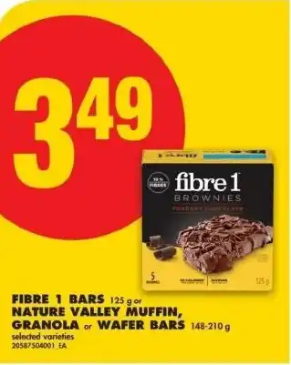 No Frills Fibre 1 bars or nature valley muffin, granola or wafer bars offer