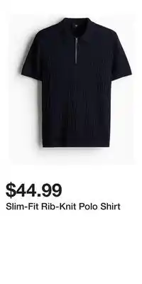 H&M Slim-Fit Rib-Knit Polo Shirt offer