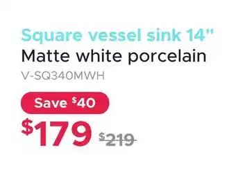 Bath Depot Square vessel sink 14 Matte white porcelain offer