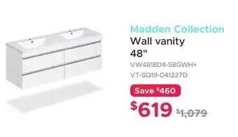 Bath Depot Madden Collection Wall vanity 48 offer