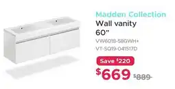 Bath Depot Madden Collection Wall vanity 60 offer