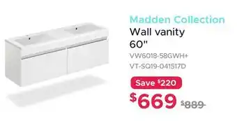 Bath Depot Madden Collection Wall vanity 60 offer