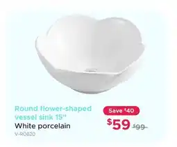 Bath Depot Round flower-shaped vessel sink 15 White porcelain offer