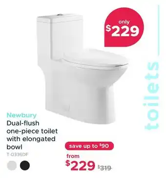 Bath Depot Newbury Dual-flush one-piece toilet with elongated bowl offer