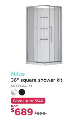 Bath Depot Nilus 36 square shower kit offer