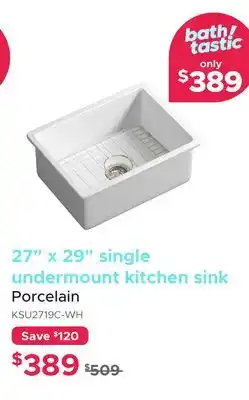 Bath Depot 27 x 29 single undermount kitchen sink Porcelain offer