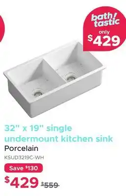 Bath Depot 32 x 19 single undermount kitchen sink Porcelain offer