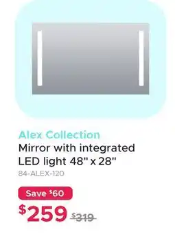 Bath Depot Alex Collection Mirror with integrated LED light 48 x 28 offer