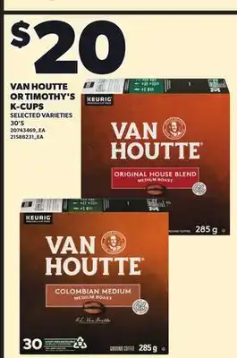 Independent City Market VAN HOUTTE OR TIMOTHY'S K-CUPS, 30'S offer