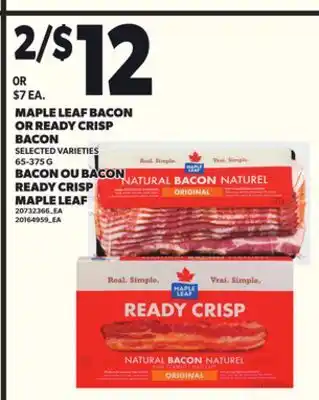 Independent City Market MAPLE LEAF BACON OR READY CRISP BACON, 65-375 G offer