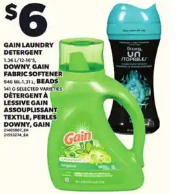 Independent City Market GAIN LAUNDRY DETERGENT, 1.361.36 L/12-16'S, DOWNY, GAIN FABRIC SOFTENER, 946 ML-1.31 L, BEADS, 141 G offer