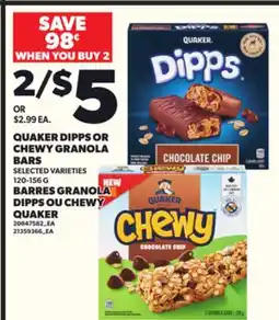 Independent City Market QUAKER DIPPS OR CHEWY GRANOLA BARS, 120-156 G offer