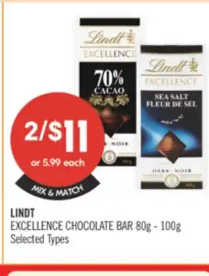 Shoppers Drug Mart LINDT EXCELLENCE CHOCOLATE BAR offer