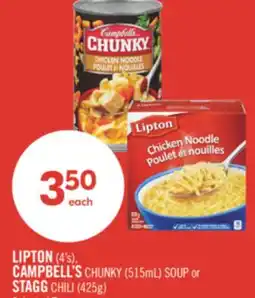 Shoppers Drug Mart LIPTON (4's), CAMPBELL'S CHUNKY (515mL) SOUP or STAGG CHILI (425g) offer