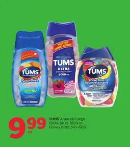 Rexall TUMS Antacids Large Packs 140' s-160' s or Chewy Bites 54' s-60' s offer