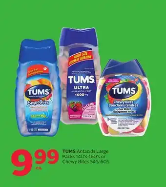 Rexall TUMS Antacids Large Packs 140' s-160' s or Chewy Bites 54' s-60' s offer