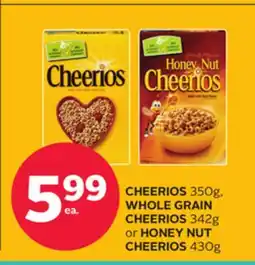 Rexall CHEERIOS 350g, WHOLE GRAIN CHEERIOS 342g or HONEY NUT CHEERIOS 430g offer