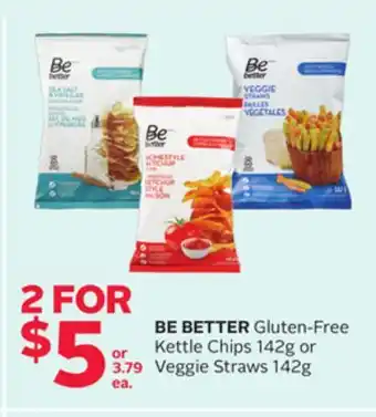 Rexall BE BETTER Gluten-Free Kettle Chips 142g or Veggie Straws 142g offer