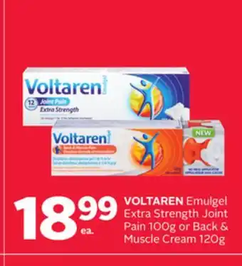 Rexall VOLTAREN Emulgel Extra Strength Joint Pain 100g or Back & Muscle Cream 120g offer