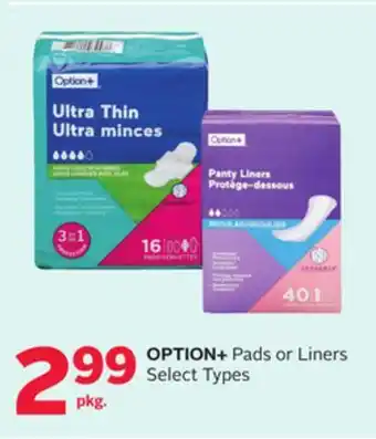 Rexall OPTION+ Pads or Liners offer