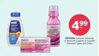 Rexall OPTION + Calcium Antacids or Bismuth Caplets or Liquids offer