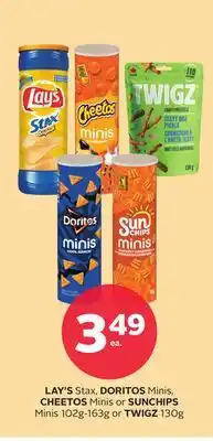 Rexall LAY'S Stax, DORITOS Minis, CHEETOS Minis or SUNCHIPS Minis 102g-163g or TWIGZ 130g offer