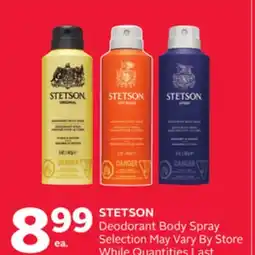 Rexall STETSON Deodorant Body Spray offer