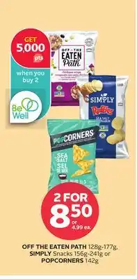 Rexall OFF THE EATEN PATH 128g-177g, SIMPLY Snacks 156g-241g or POPCORNERS 142g offer