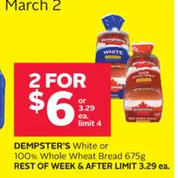 Rexall DEMPSTER'S White or 100% Whole Wheat Bread 675g offer