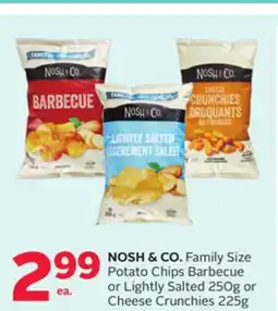 Rexall NOSH & CO. Family Size Potato Chips Barbecue or Lightly Salted 250g or Cheese Crunchies 225g offer