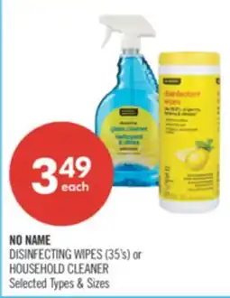 Shoppers Drug Mart NO NAME DISINFECTING WIPES (35's) or HOUSEHOLD CLEANER offer