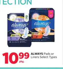 Rexall ALWAYS Pads or Liners offer