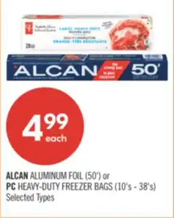 Shoppers Drug Mart ALCAN ALUMINUM FOIL (50') or PC HEAVY-DUTY FREEZER BAGS (10's - 38's) offer