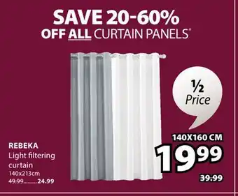 JYSK REBEKA Light filtering curtain offer