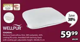 JYSK WELLPUR SOGNDAL Memory foam pillow offer