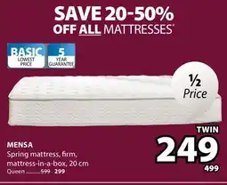 JYSK MENSA Spring mattress, firm mattress-in-a-box offer