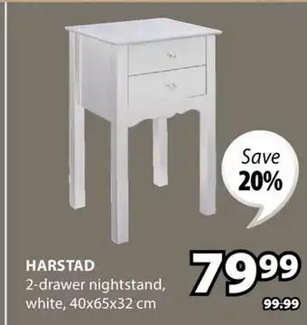 JYSK HARSTAD 2-drawer nightstand offer