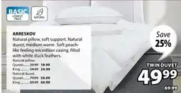 JYSK ARRESKOV Natural pillow, soft support offer