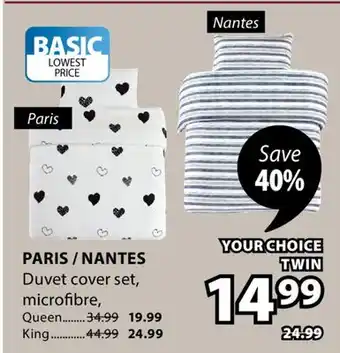 JYSK PARIS/NANTES Duvet cover set, microfibre offer